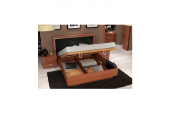Кровать Bella с подъемным механизмом Черный Глянец/Вишня Бюзум 160х200 BL-46-BL