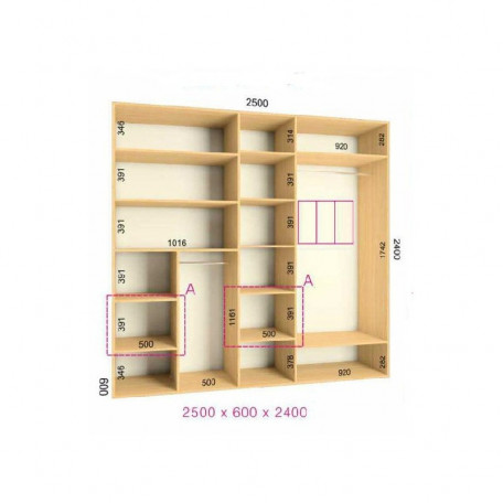 Шкаф-купе 250*60*240 Феникс люкс