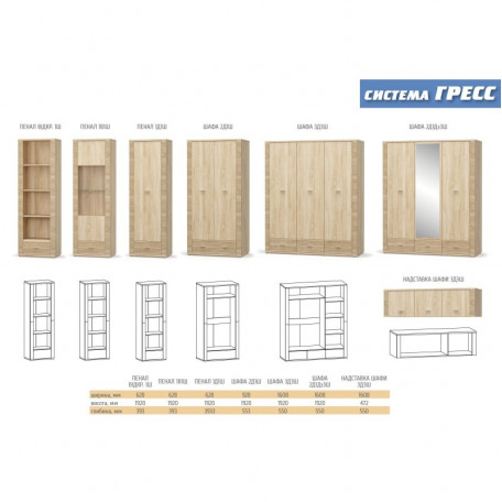 Витрина 1В1Ш Гресс Мебель Сервис